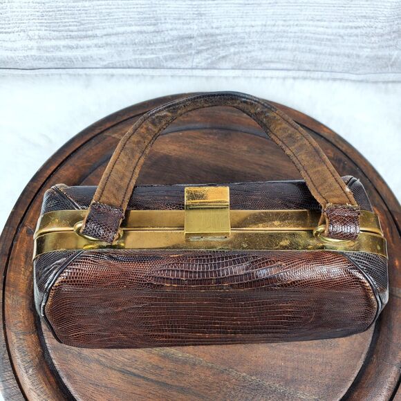 Vintage 1940s-50s Revits Exact Match Lizard Alligator Skin Box Style Mini Purse - Picture 3 of 9